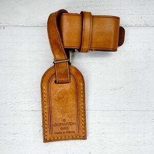 Louis Vuitton Vachetta Leather Luggage Tag & Strap | Made in France